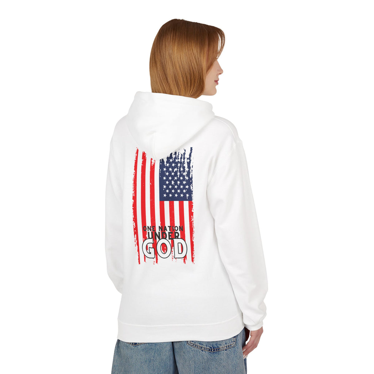 God & Country Hoodie — Distressed American Flag "One Nation Under God" Patriotic Sweatshirt