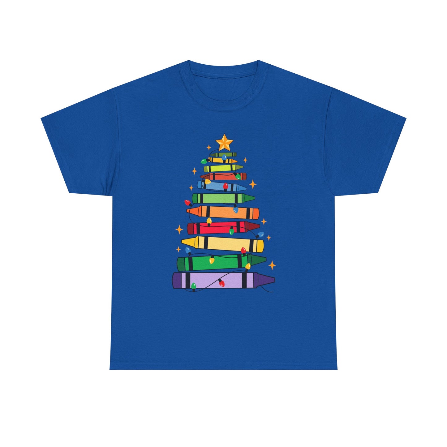 Crayon Tree Teacher Unisex Tee for Christmas Gift, Homeschool T-Shirt, Holiday Apparel, Educator Present, School Tee Shirt