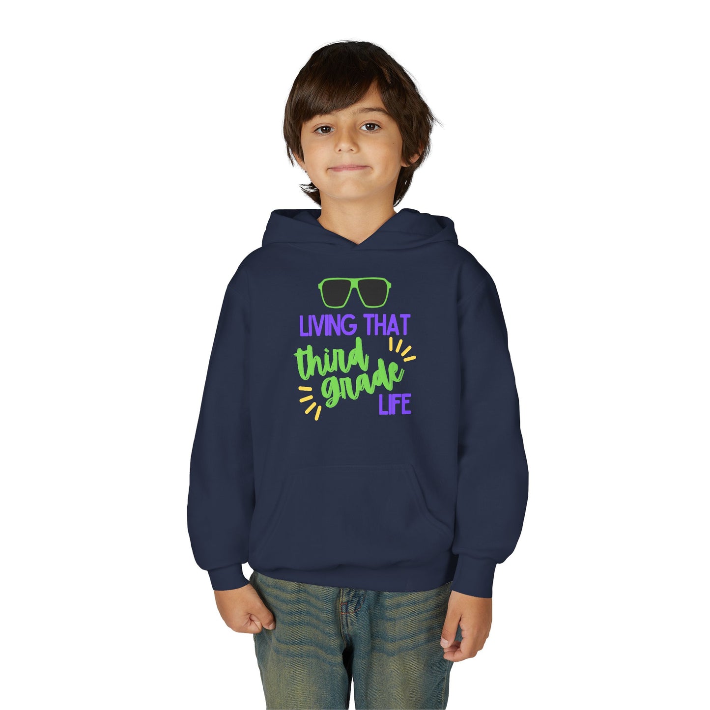 Cool Third Grade Hoodie for Youth, Back to School Gift, Trendy Kids Sweatshirt, Living that Third Grade Life, Fun School Spirit Wear