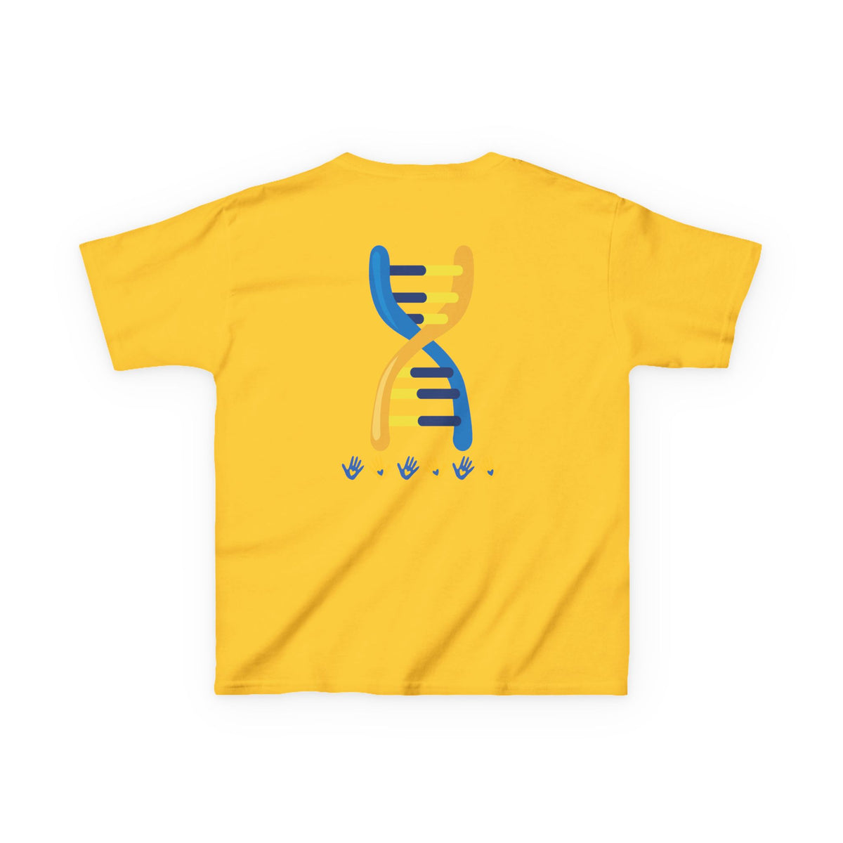 Kids Tee — Blue & Yellow DNA Hearts Design Down Syndrome Awareness,  DS