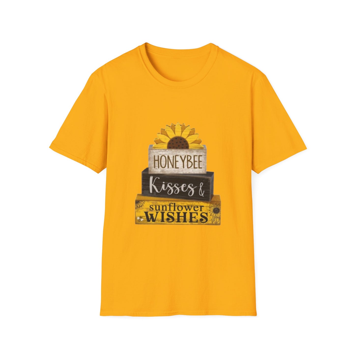 Sunflower & Honeybee T-Shirt — "Honeybee Kisses & Sunflower Wishes" Farmhouse Tee