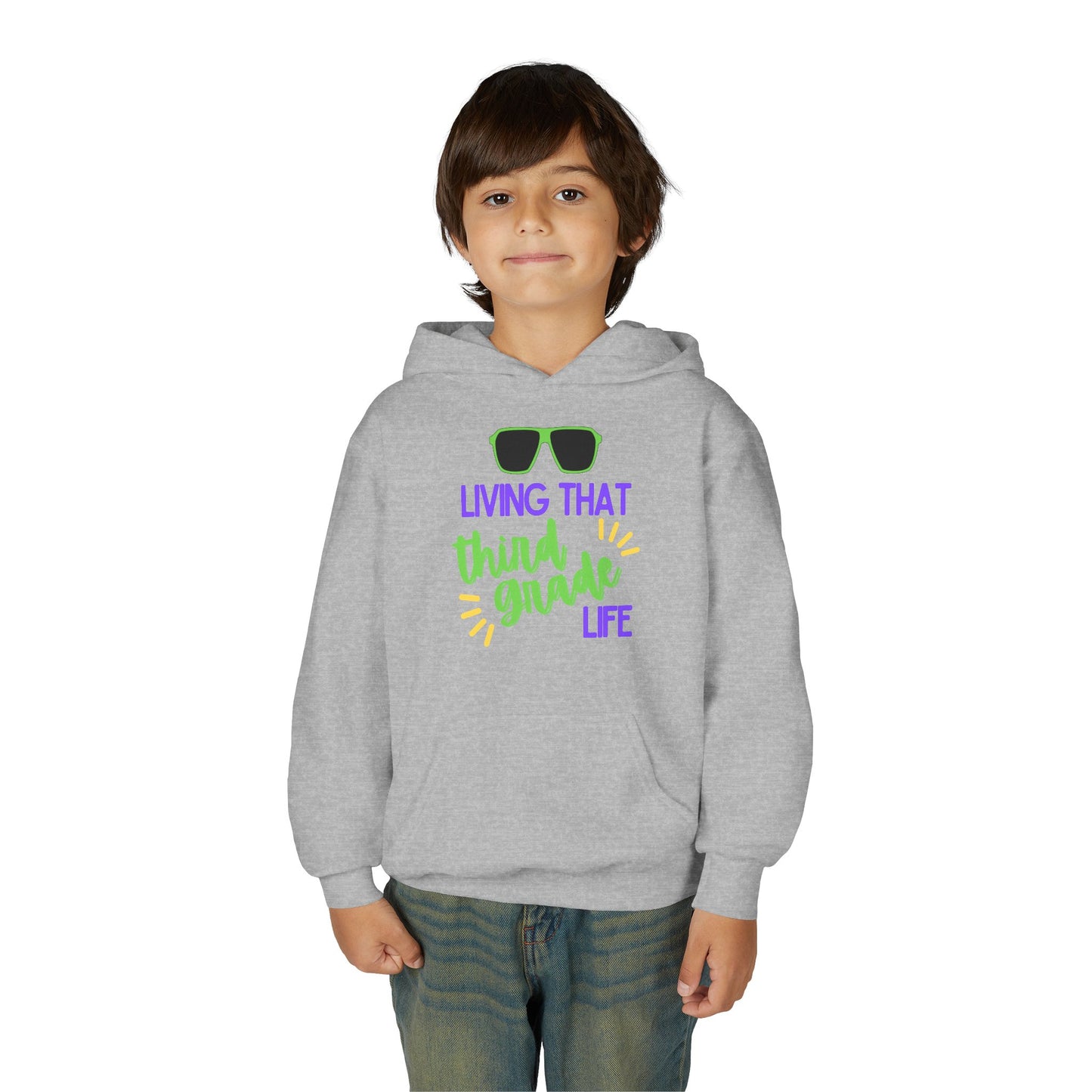 Cool Third Grade Hoodie for Youth, Back to School Gift, Trendy Kids Sweatshirt, Living that Third Grade Life, Fun School Spirit Wear