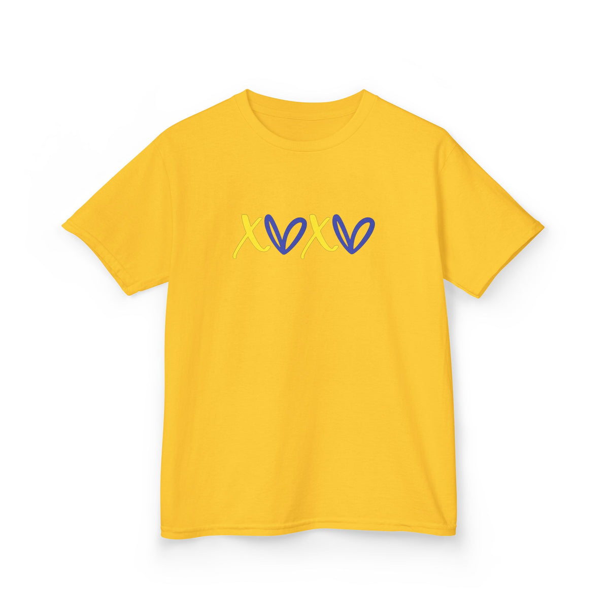 Kids Tee — Blue & Yellow DNA Hearts Design Down Syndrome Awareness,  DS