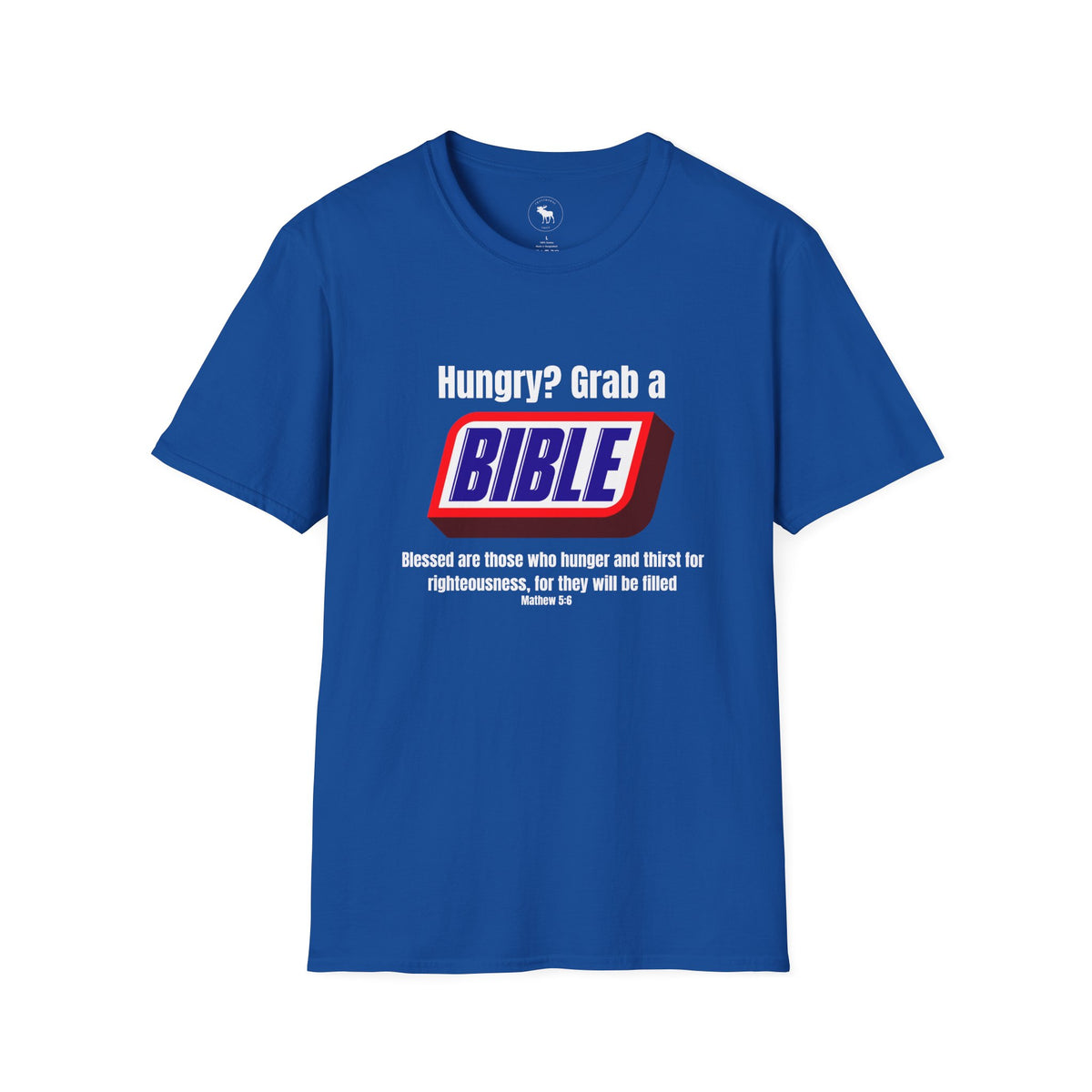 Bible Snack Tee — "Hungry? Grab a Bible" Christian T-Shirt (Matthew 5:6)