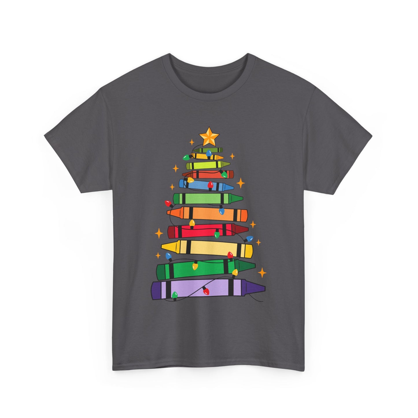 Crayon Tree Teacher Unisex Tee for Christmas Gift, Homeschool T-Shirt, Holiday Apparel, Educator Present, School Tee Shirt
