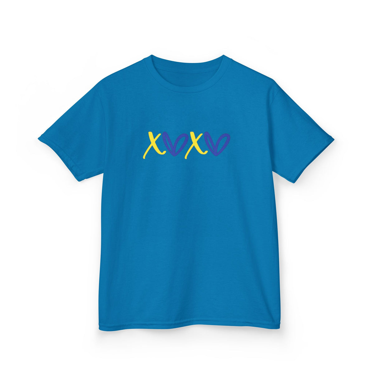 Kids Tee — Blue & Yellow DNA Hearts Design Down Syndrome Awareness,  DS