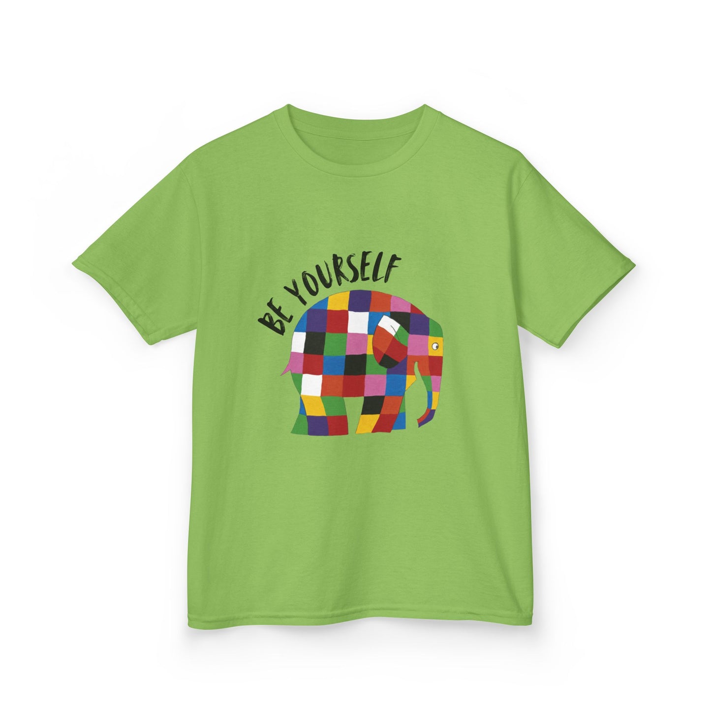 Kids Heavy Cotton™ Tee, Elmer the Patchwork Elephant T-Shirt, Children's Clothing, Cute Animal Print Top, Kids Birthday Gift, Youth
