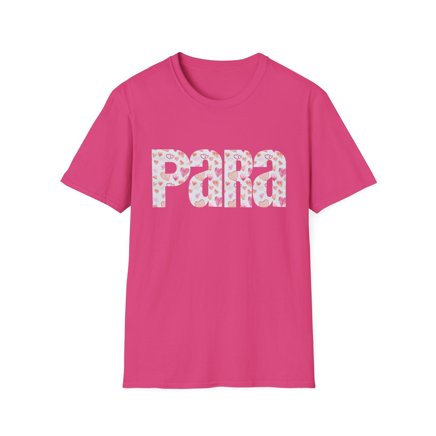 Para heart Text T-Shirt — Pink heart Pattern Graphic Tee