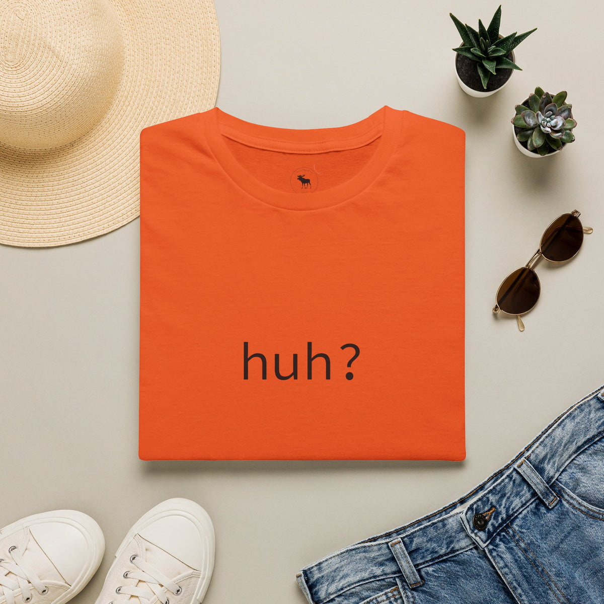 Huh? Minimalist Graphic T‑Shirt — Funny Casual Statement Tee