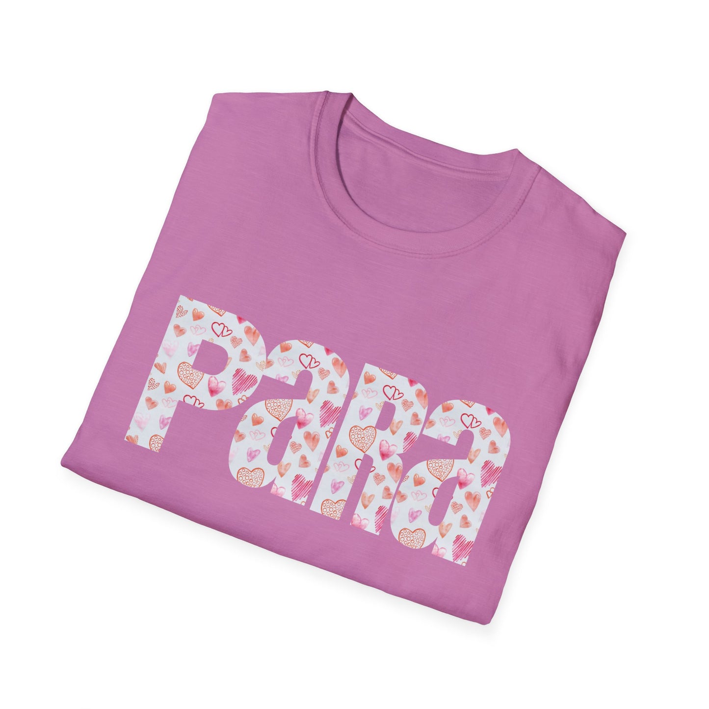 Para heart Text T-Shirt — Pink heart Pattern Graphic Tee