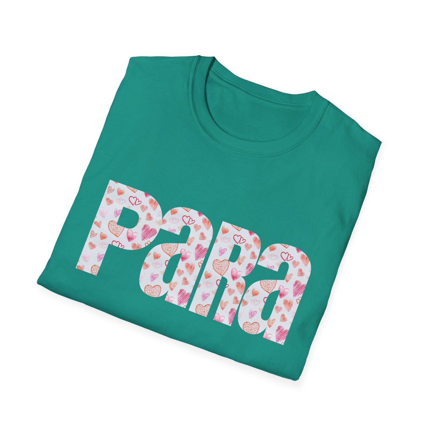 Para heart Text T-Shirt — Pink heart Pattern Graphic Tee