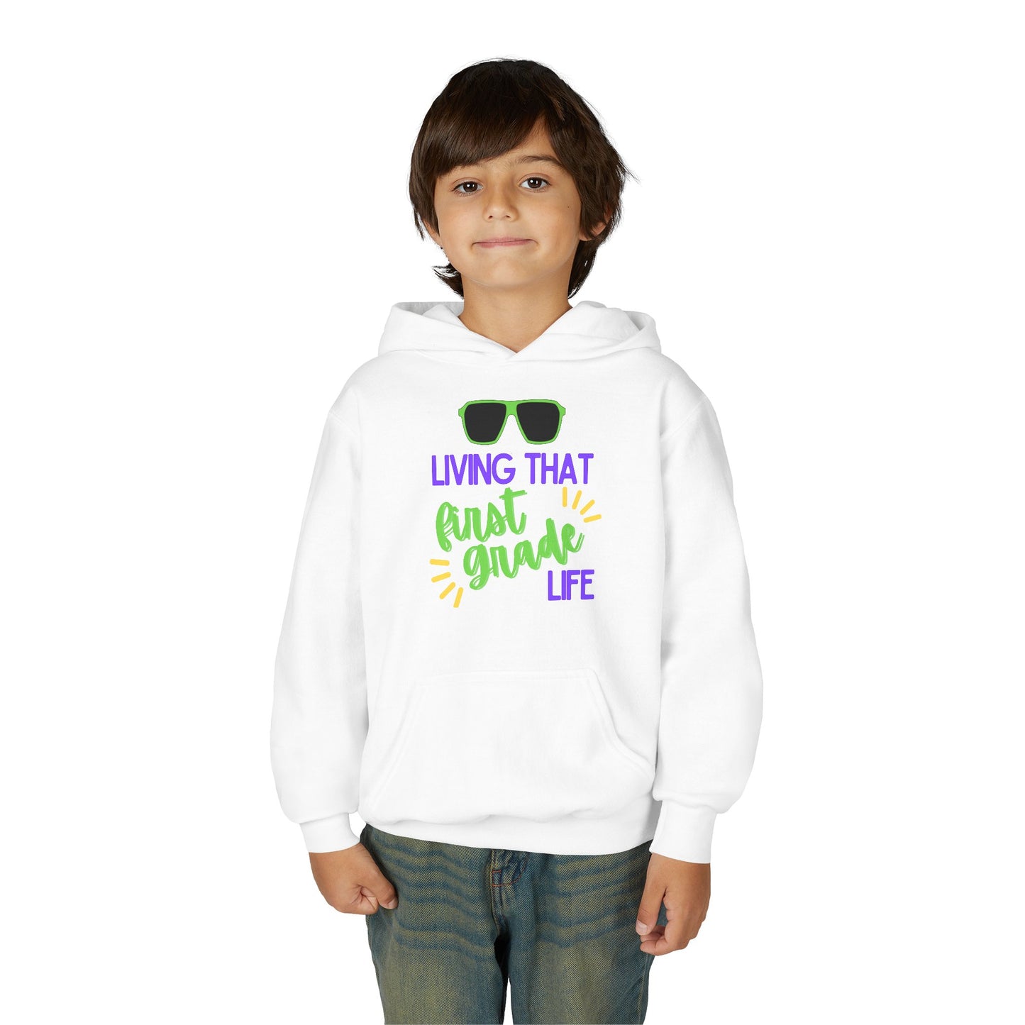 Cool first Grade Hoodie for Youth, Back to School Gift, Trendy Kids Sweatshirt, Living that Third Grade Life, Fun School Spirit Wear