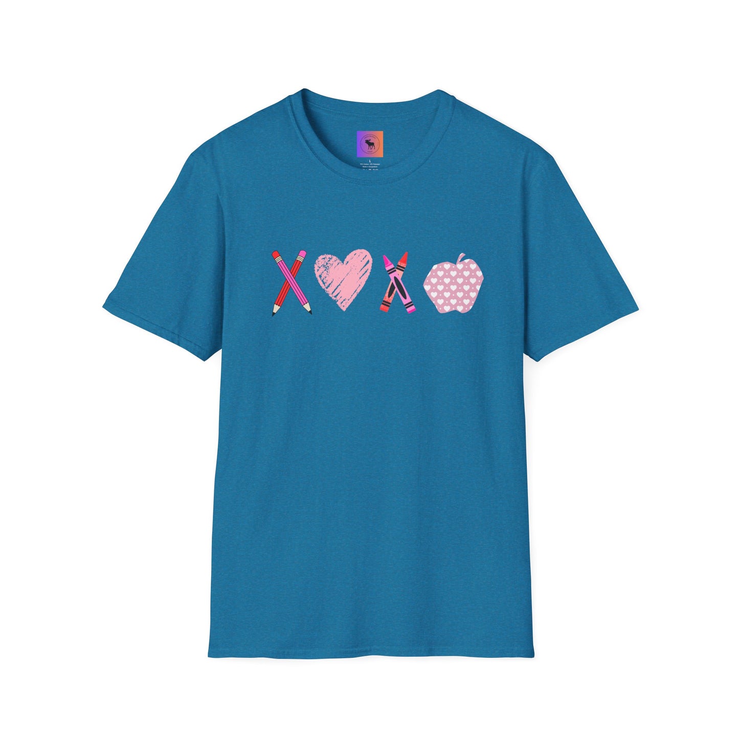 Teacher Valentine T-Shirt — Pencils, Crayon Apple & XOXO