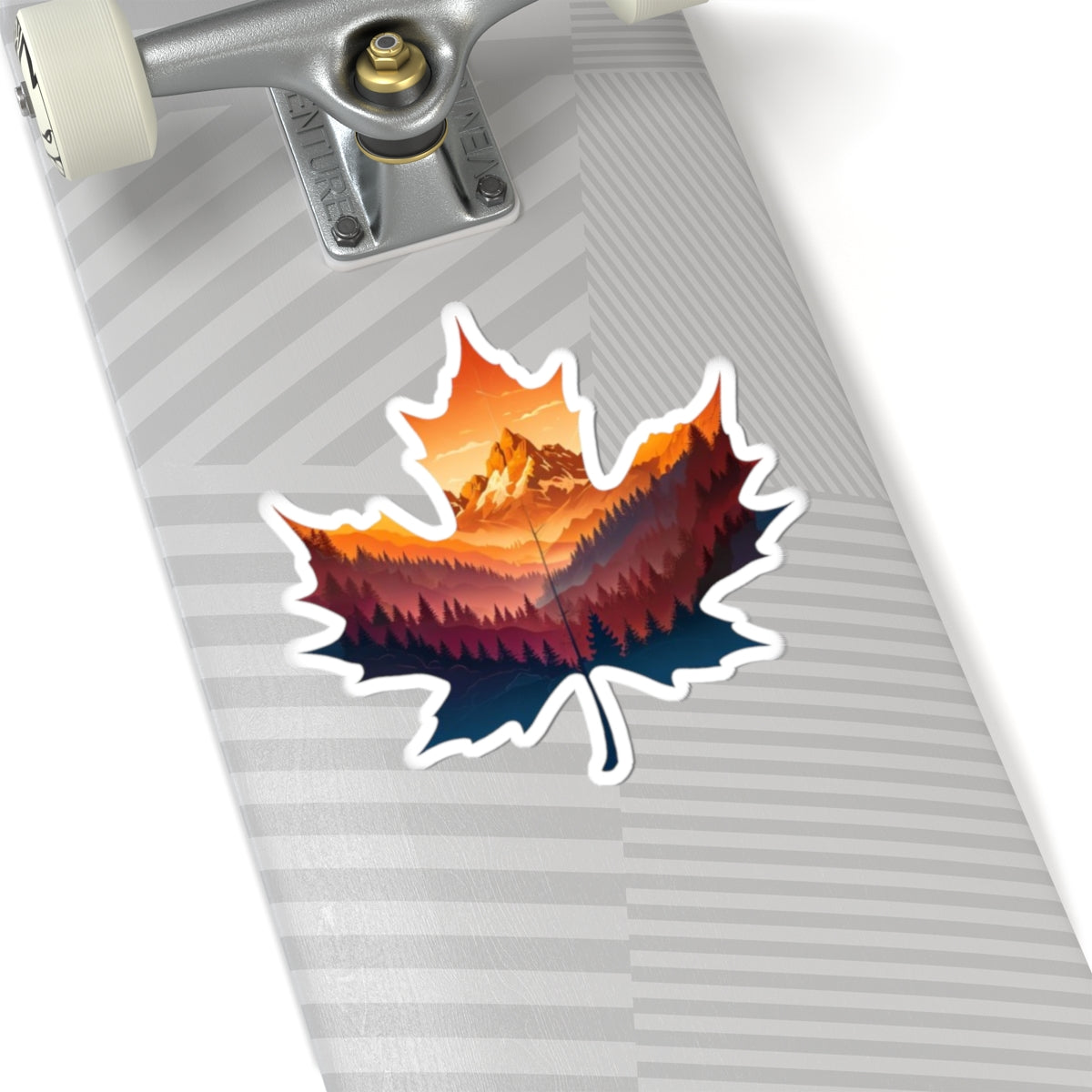 leaf shaped mountain sunset Kiss-Cut Stickers