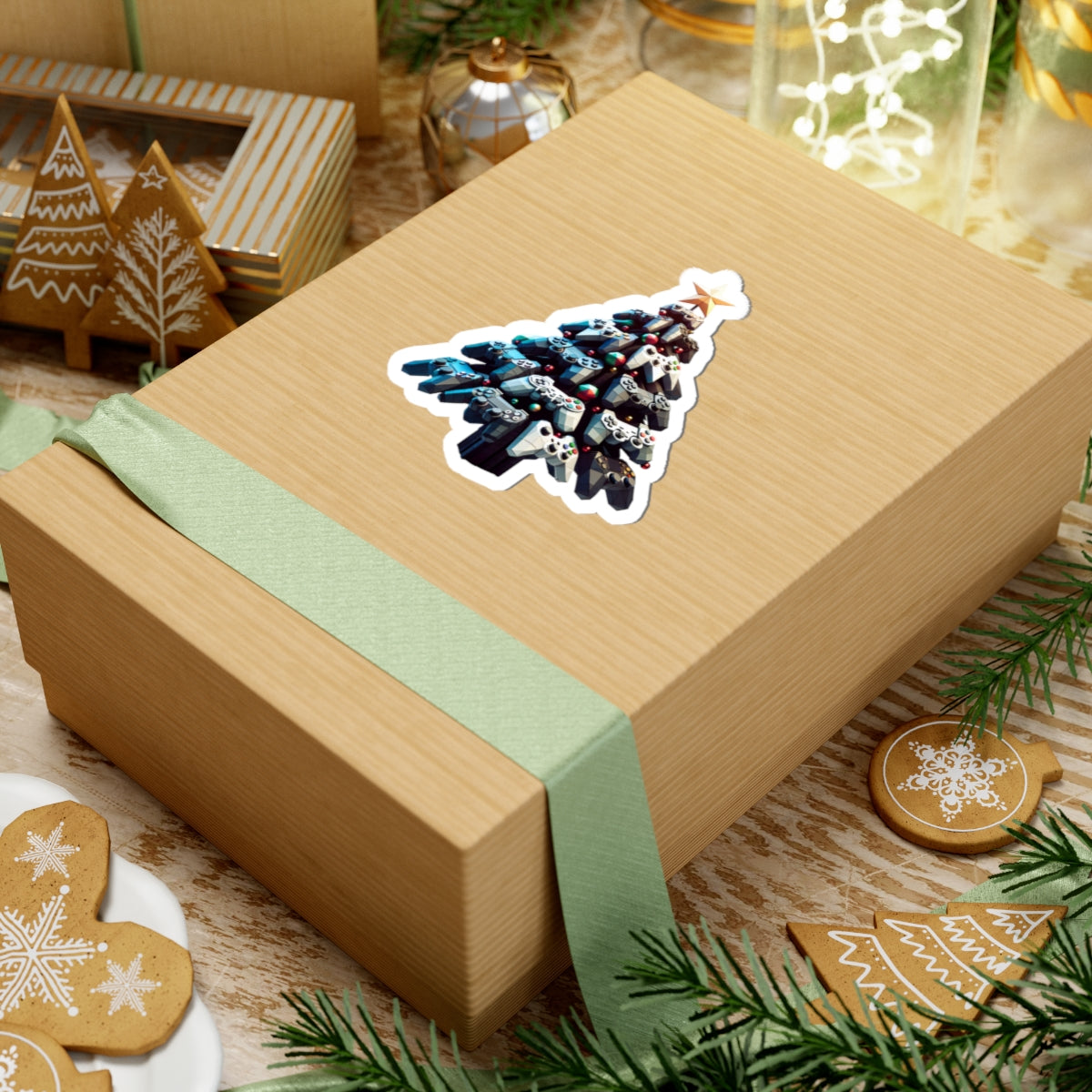 console controller Christmas tree Kiss-Cut Stickers