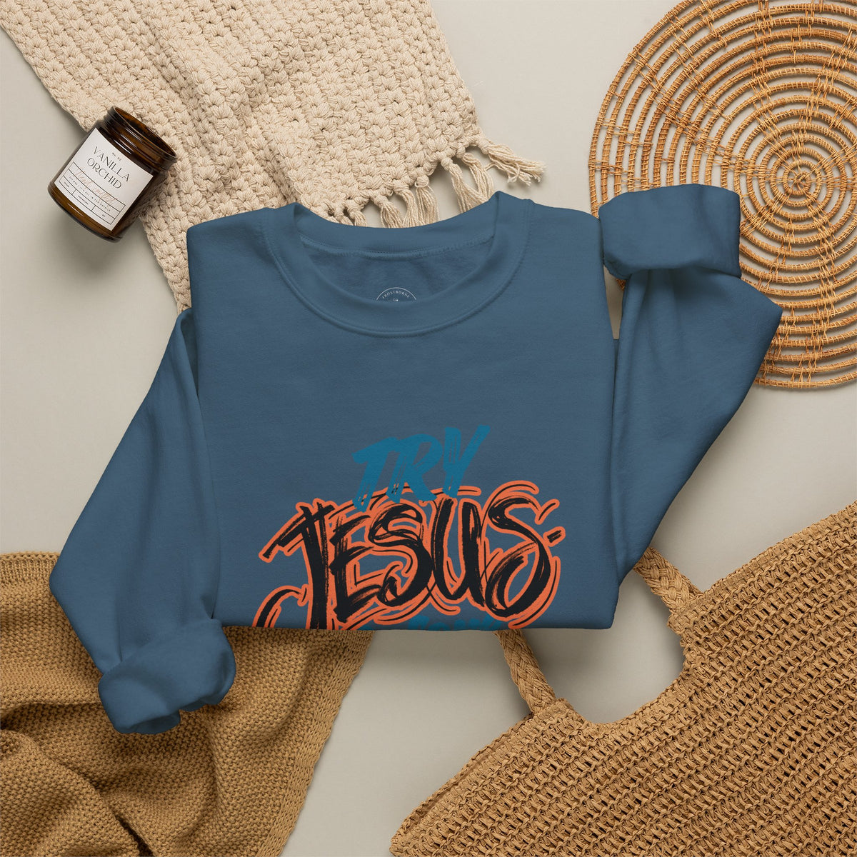 Try Jesus Before You Try Me Faith-Based Crewneck Sweatshirt