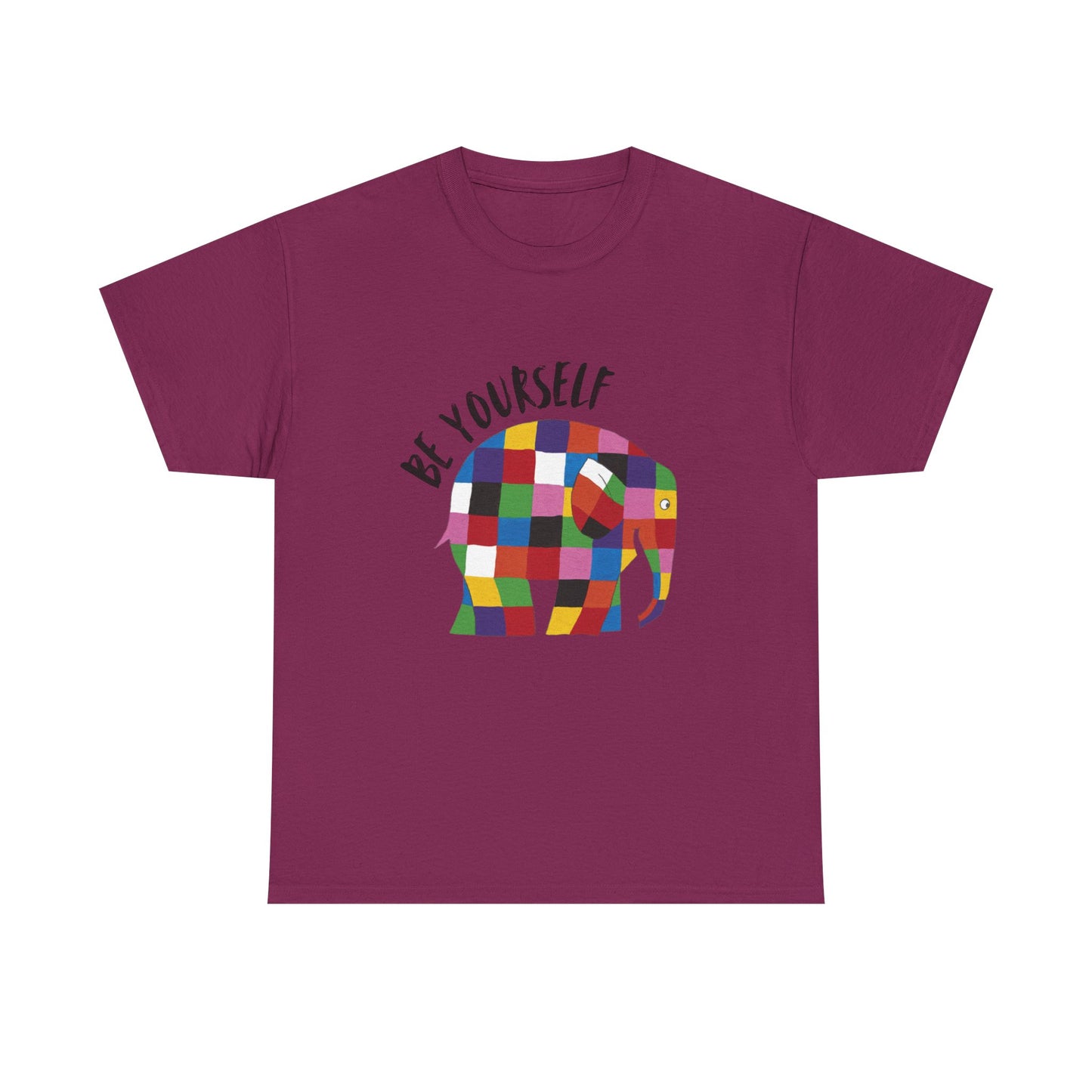 Patchwork Elephant Unisex Tee, Elmer Print Shirt, Graphic Tee, Kids Novelty Shirt, Animal Lover Gift