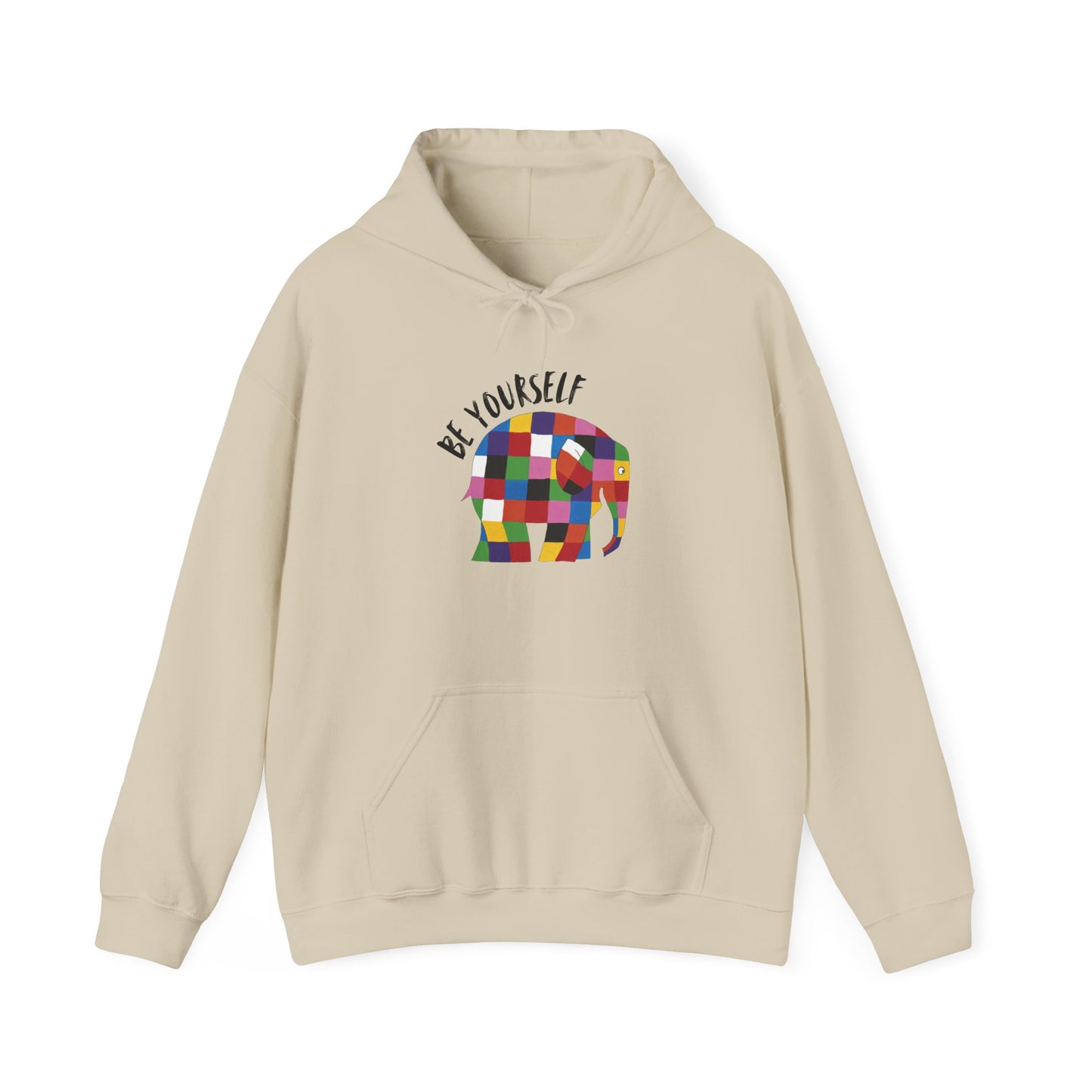 Patchwork Elephant Unisex Hoodie, Elmer the Elephant Sweatshirt, Be Yourself Hooded Jumper, Gender Neutral Hoodie, Colorful Cartoon Sweater