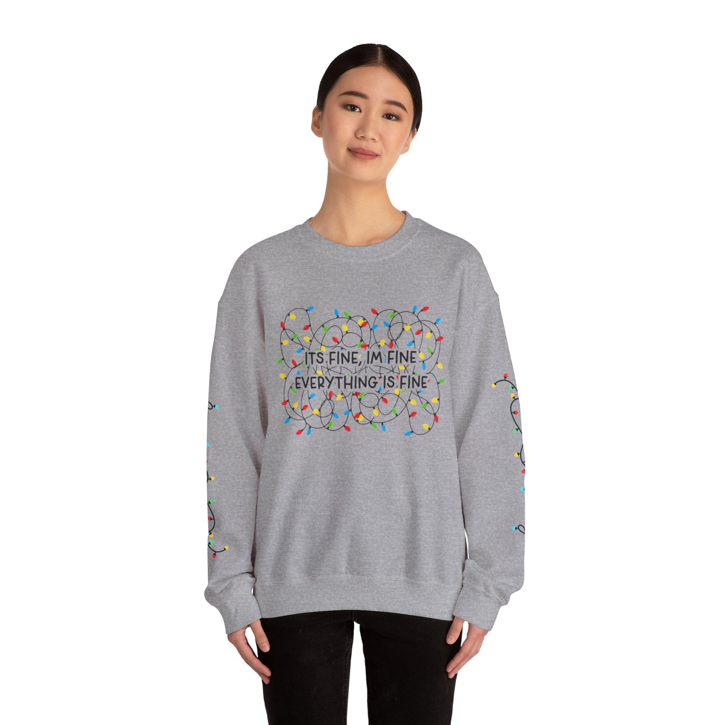 Its Fine Everything Is Fine holiday lights crewneck