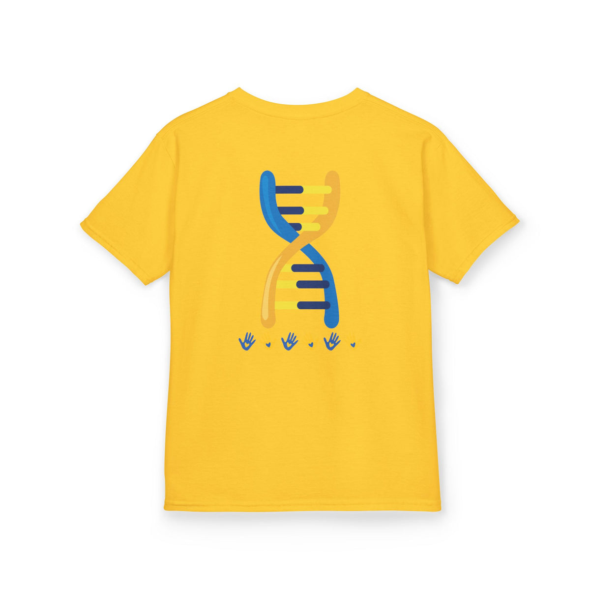 Kids Tee — Blue & Yellow DNA Hearts Design Down Syndrome Awareness,  DS