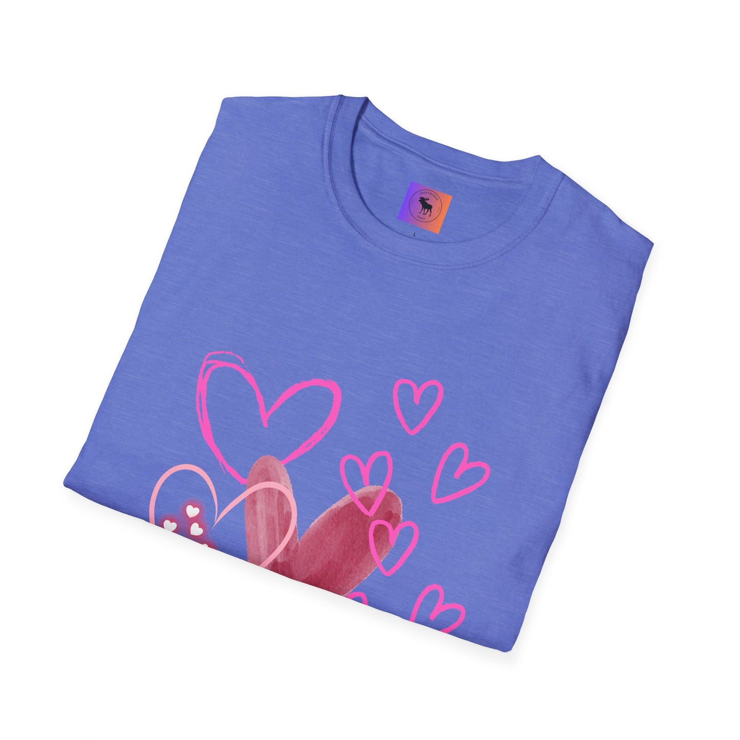 Heart Sketch T-Shirt — Pink Watercolor Hearts Valentine Tee