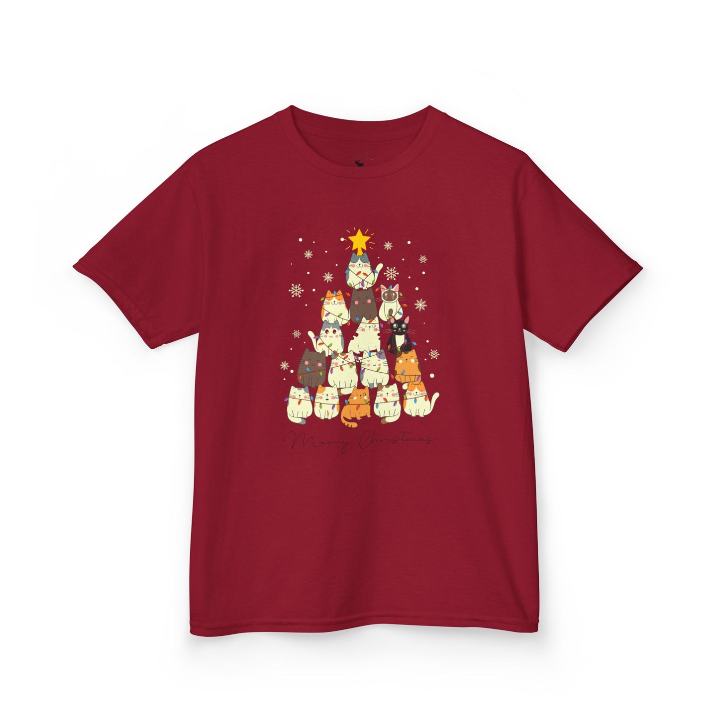 Kids Holiday Cat Tee, Cute Christmas Shirt, Fun Winter Top, Adorable Kids T-Shirt, Festive Animal Apparel, Christmas Gift for Kids