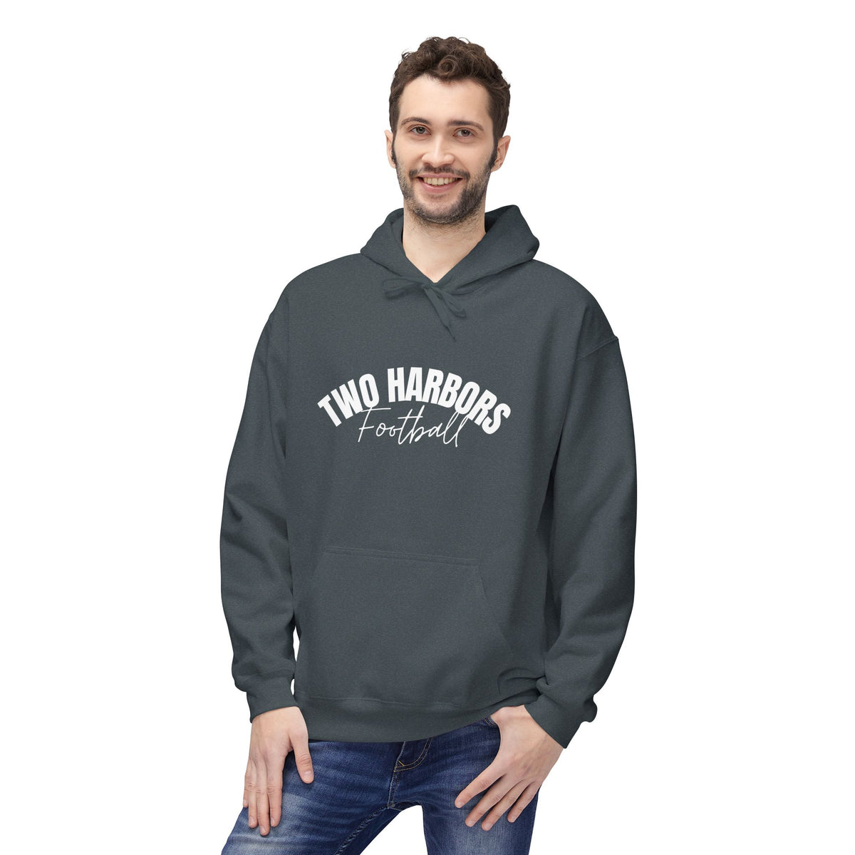 Two Harbors Football Hoodie — Minimal Script Team Pullover
