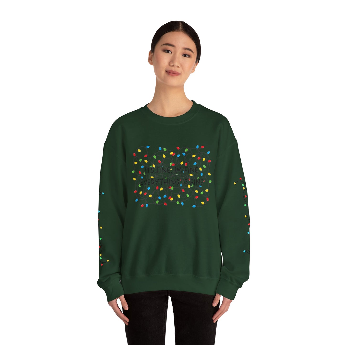 Its Fine Everything Is Fine holiday lights crewneck
