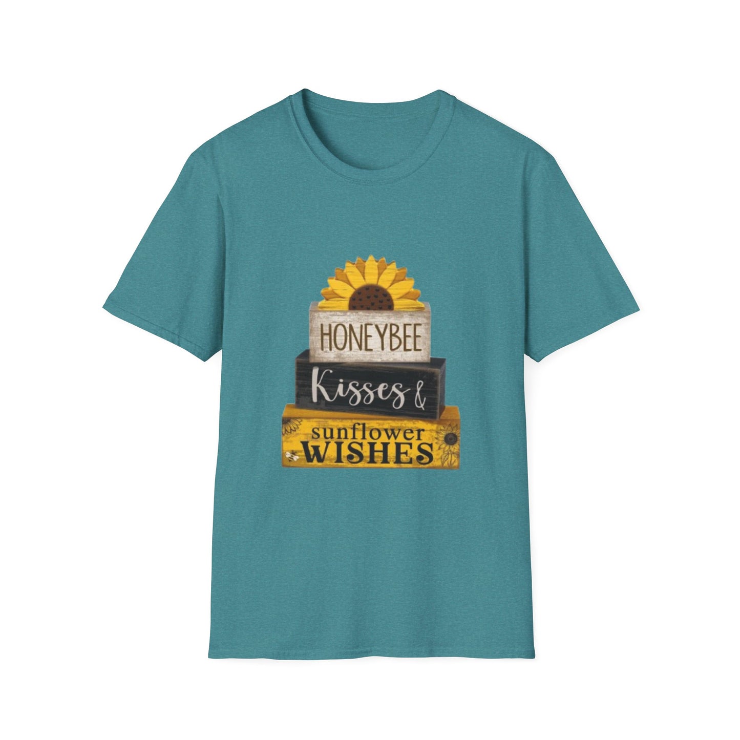 Sunflower & Honeybee T-Shirt — "Honeybee Kisses & Sunflower Wishes" Farmhouse Tee