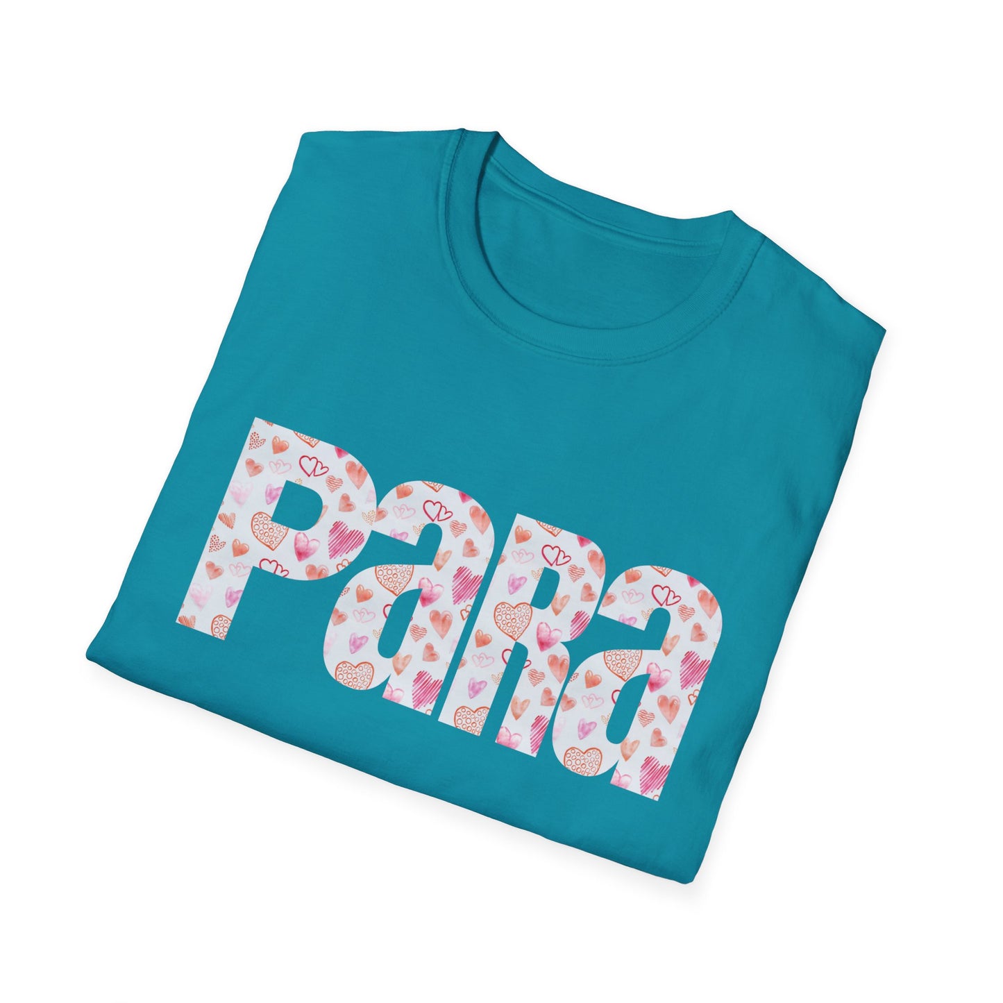 Para heart Text T-Shirt — Pink heart Pattern Graphic Tee