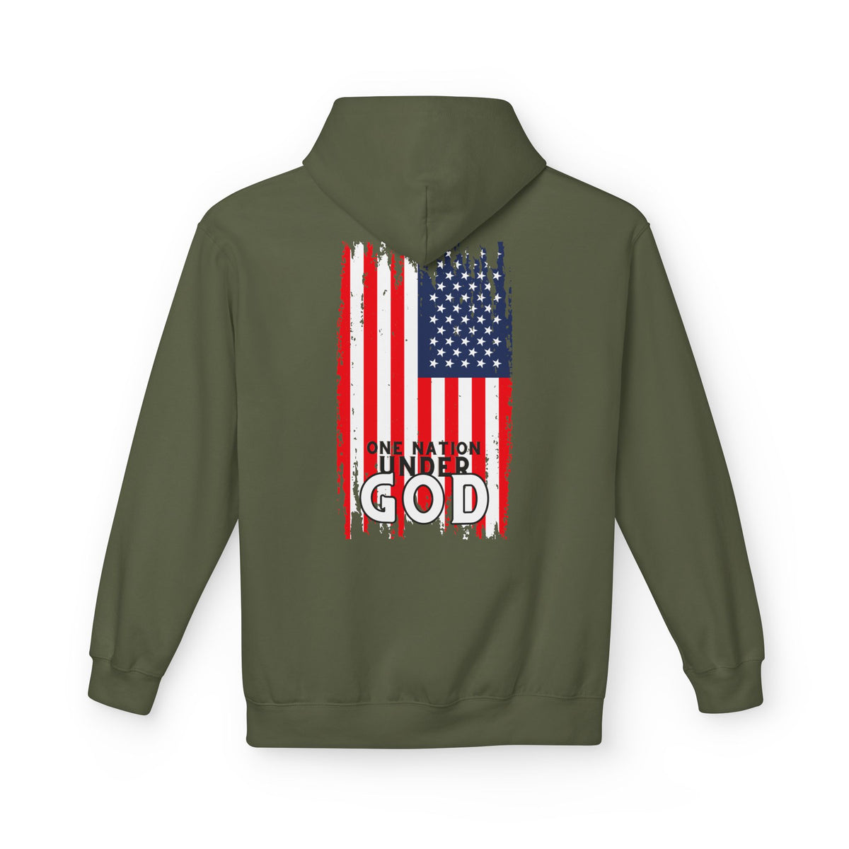 God & Country Hoodie — Distressed American Flag "One Nation Under God" Patriotic Sweatshirt
