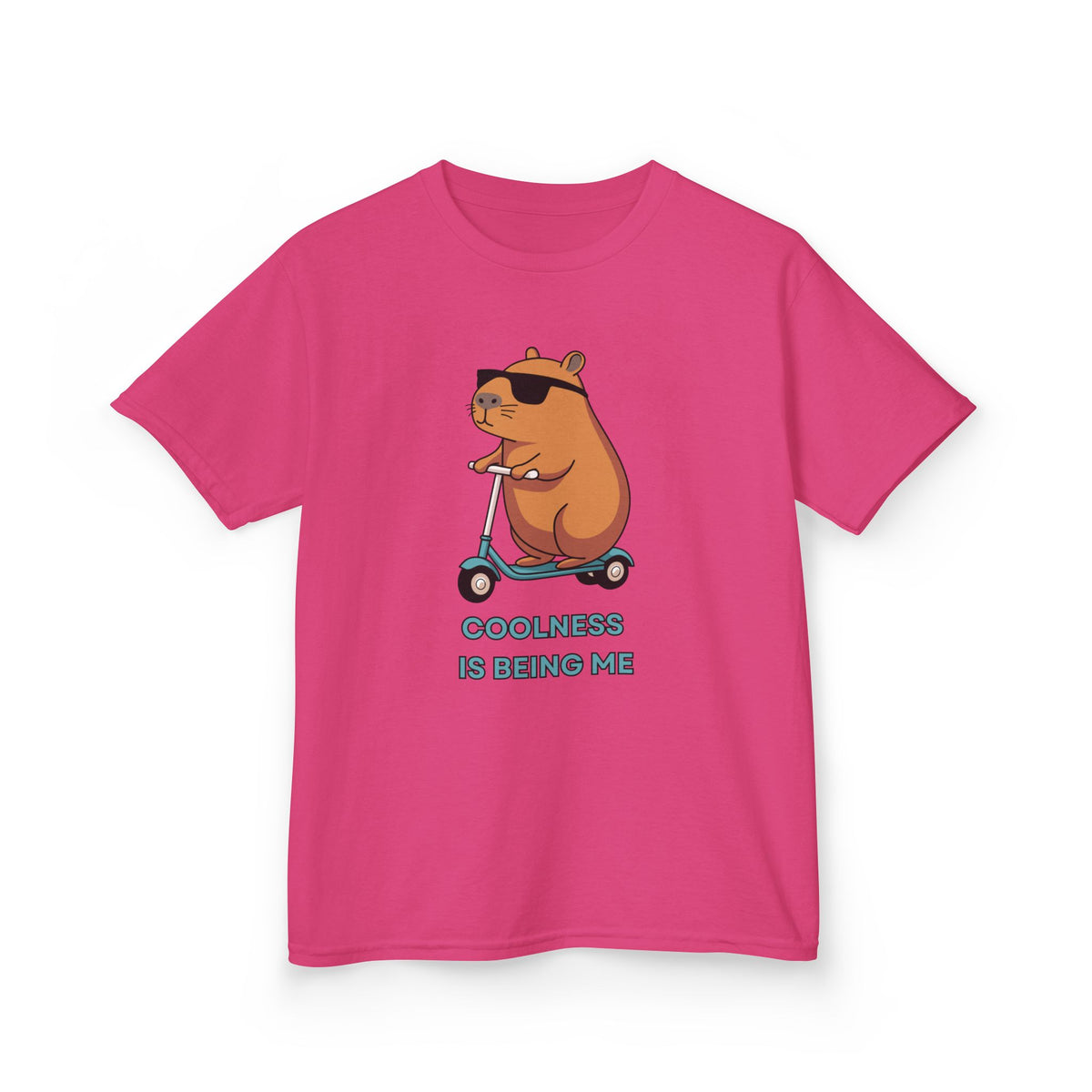 Kids Tee — 'Coolness Is Being Me' CAPYBARA on Scooter Cute Graphic T-Shirt