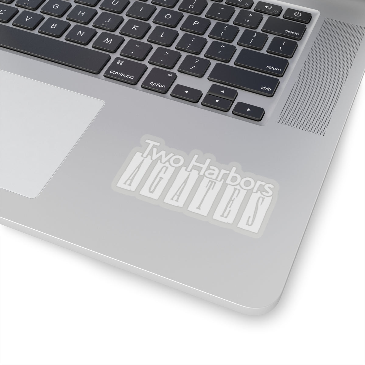 Kiss-Cut Two Harbors Agates Stickers, school pride, white text with transparent adhesive