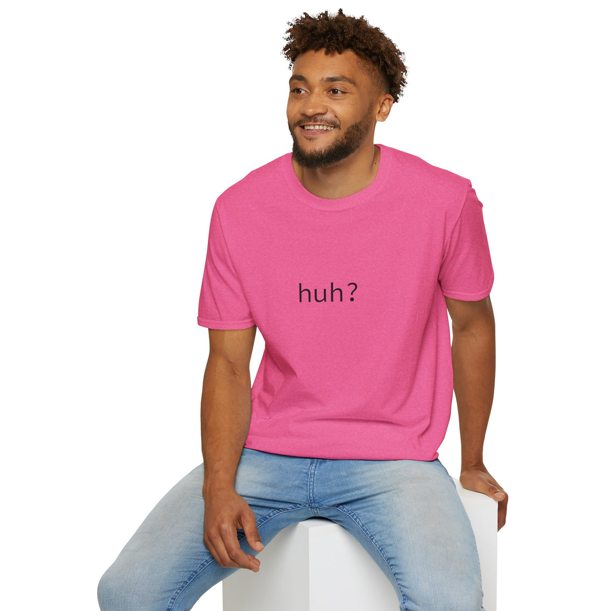 Huh? Minimalist Graphic T‑Shirt — Funny Casual Statement Tee