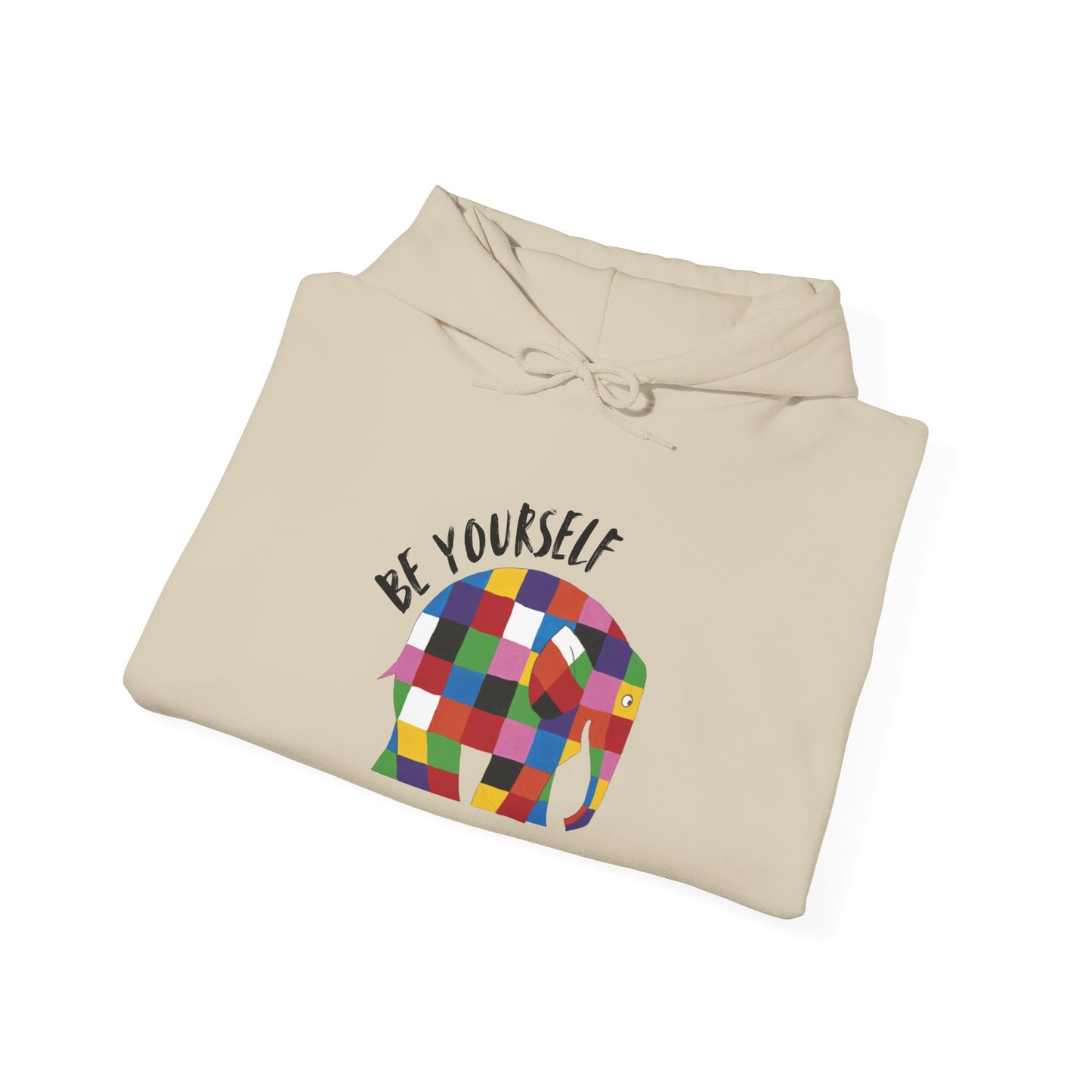 Patchwork Elephant Unisex Hoodie, Elmer the Elephant Sweatshirt, Be Yourself Hooded Jumper, Gender Neutral Hoodie, Colorful Cartoon Sweater
