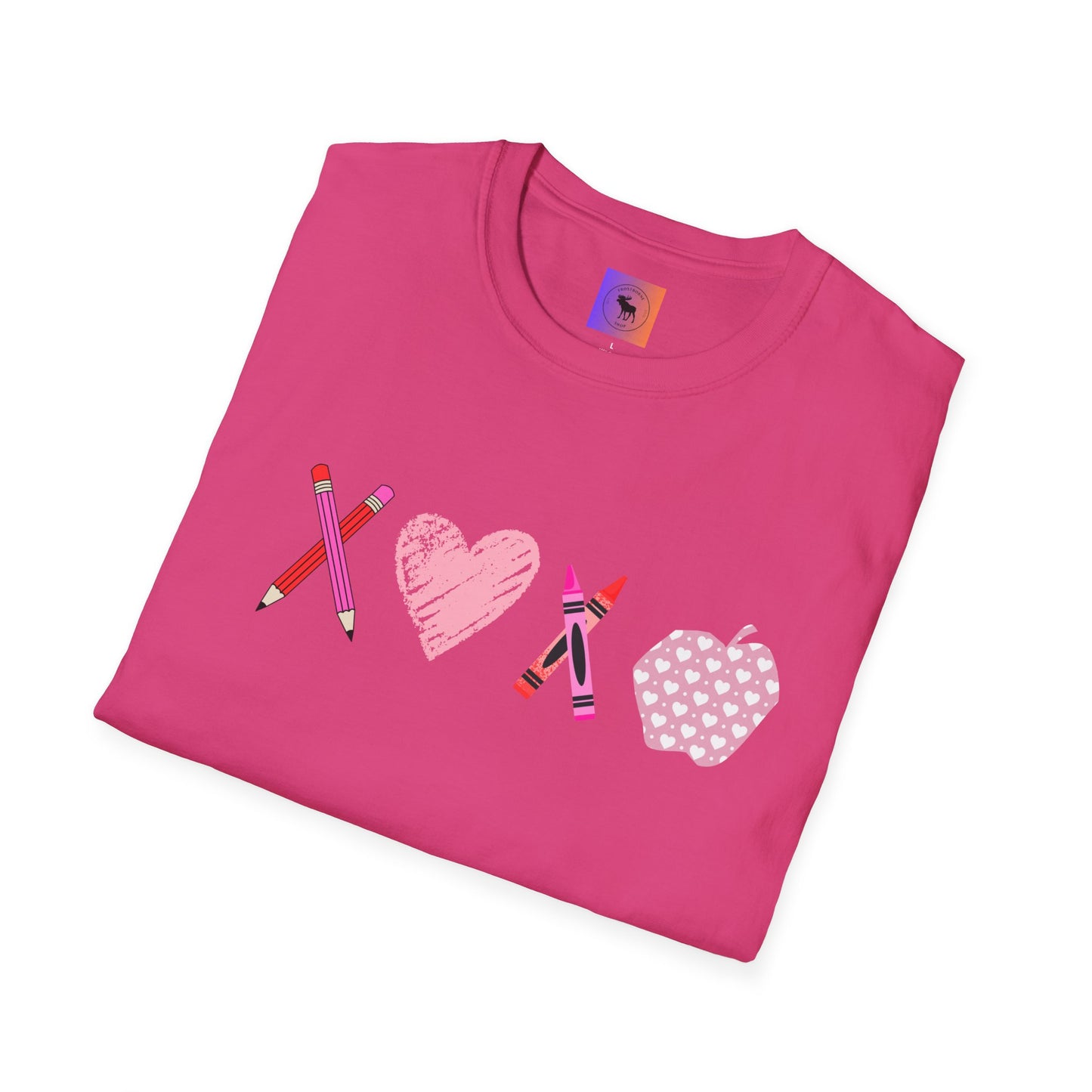 Teacher Valentine T-Shirt — Pencils, Crayon Apple & XOXO