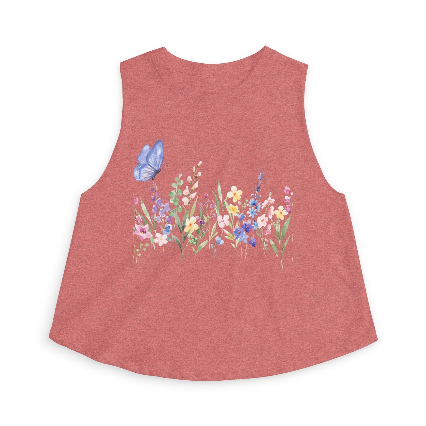 Floral Watercolor Butterfly Crop Top — Women’s Spring Garden Tank