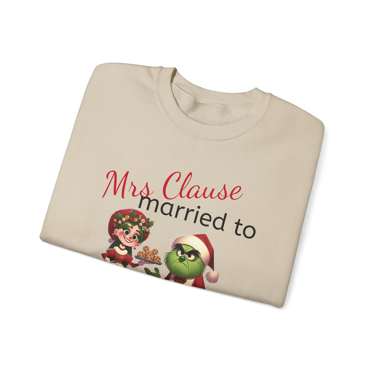 Funny Mrs Clause Married to the Grinch Sweatshirt, Christmas Couples Jumper, Holiday Pullover, Xmas Apparel, Winter Top