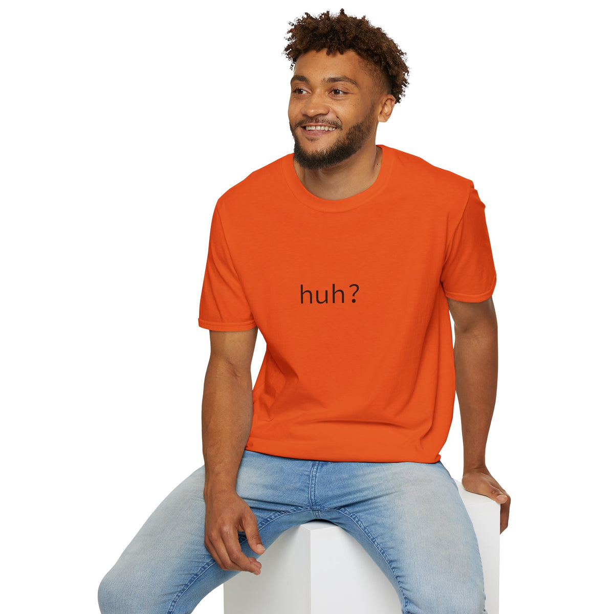 Huh? Minimalist Graphic T‑Shirt — Funny Casual Statement Tee