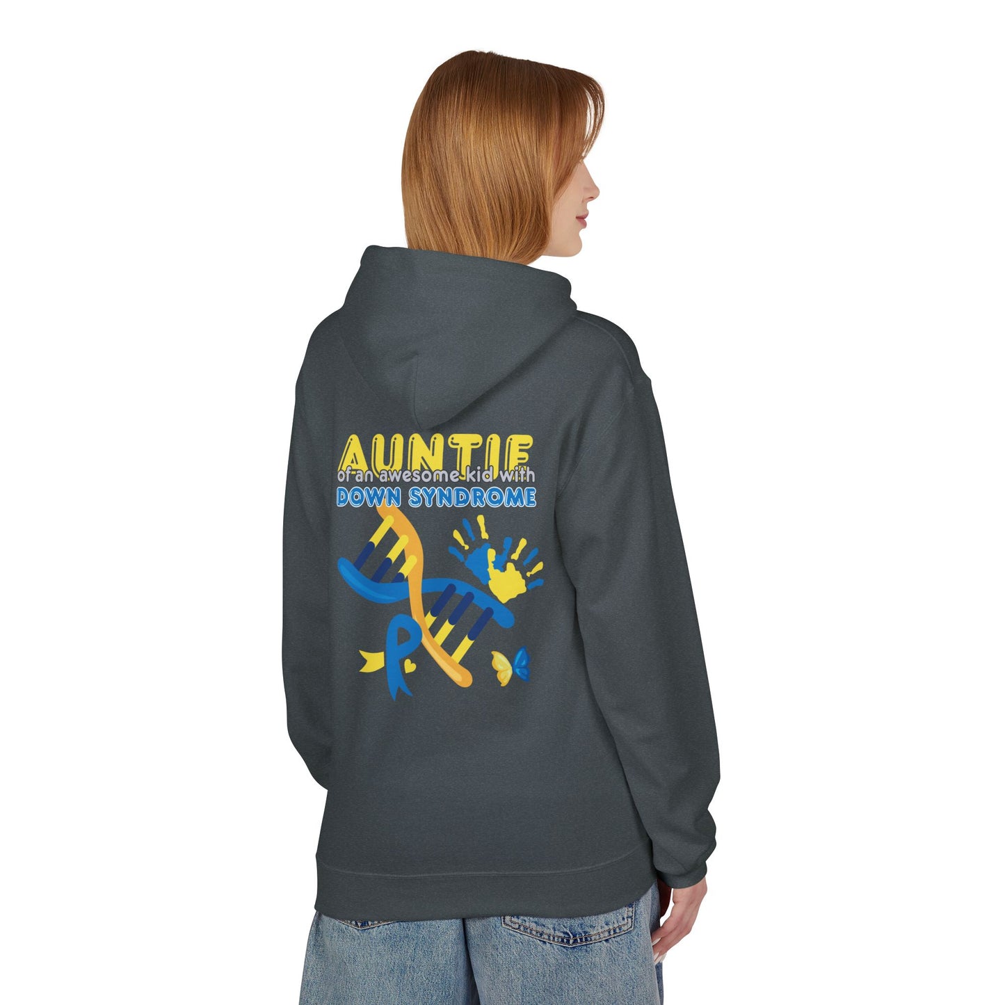 Down Syndrome Aunt Hoodie — "Auntie of the Morning Sun" DNA Ribbon Sweatshirt