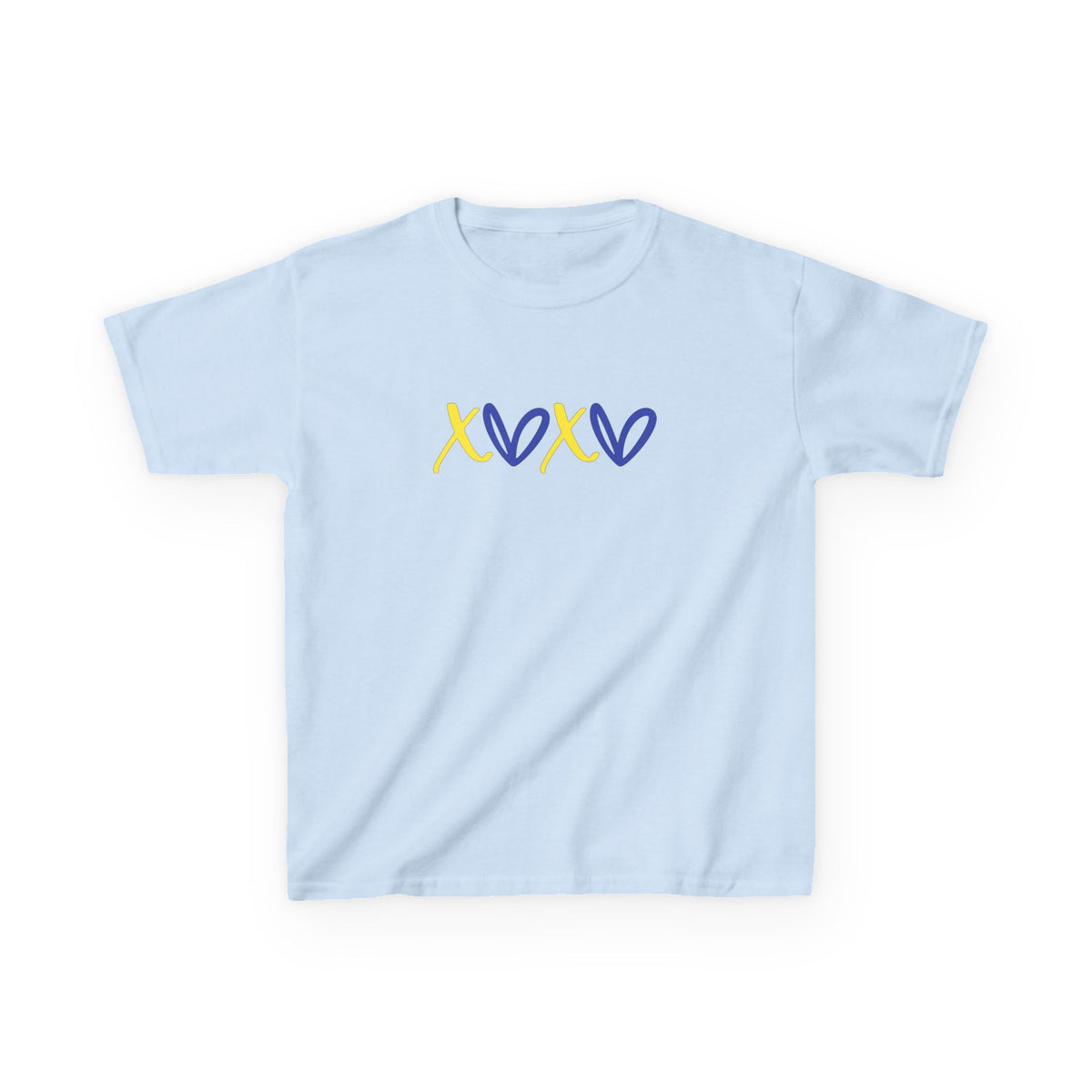 Kids Tee — Blue & Yellow DNA Hearts Design Down Syndrome Awareness,  DS