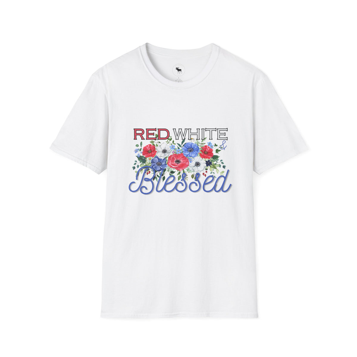 T-Shirt — "Red White & Blessed" Floral Patriotic Tee