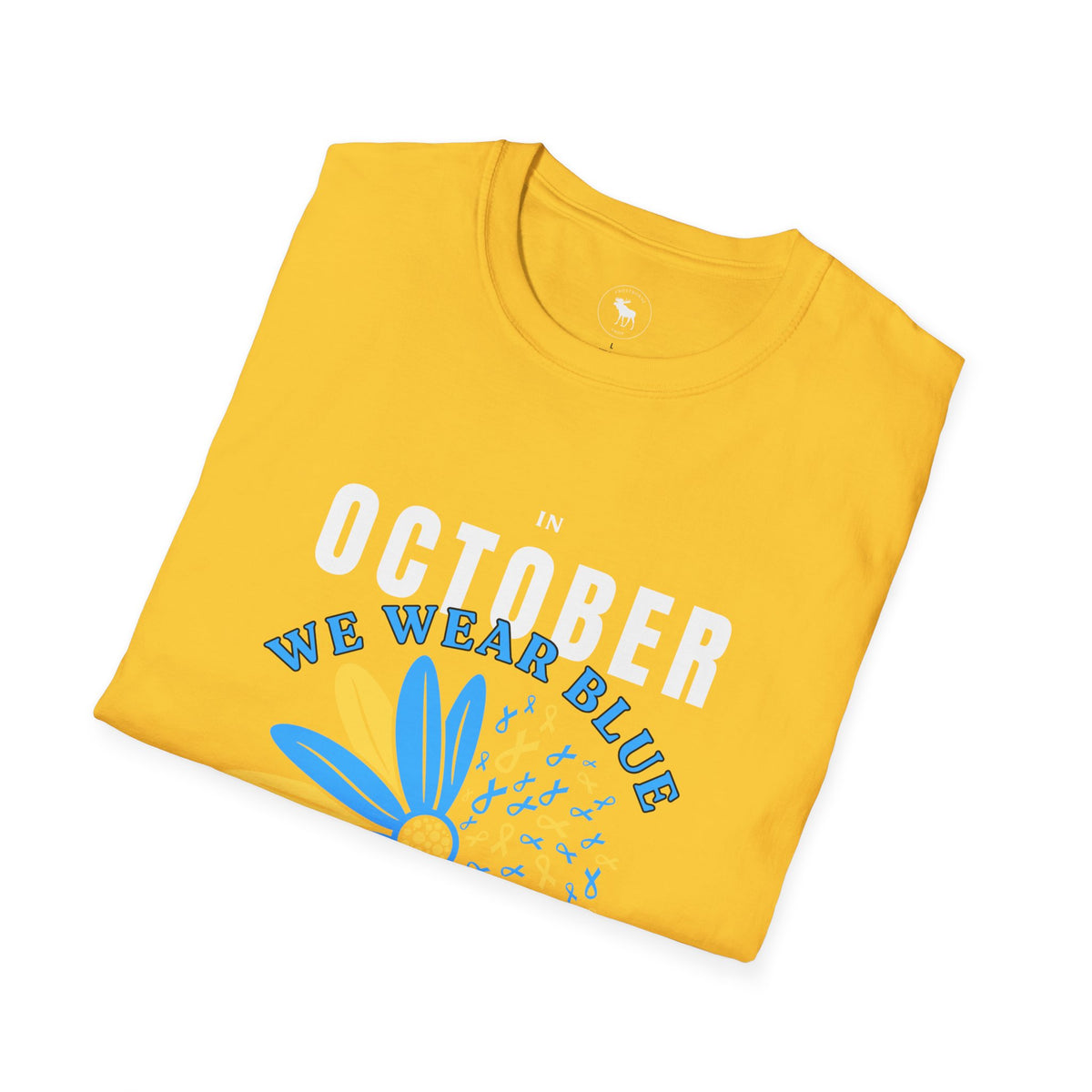 October We Wear Blue and Yellow T-Shirt — Down Syndrome Awareness Daisy Tee