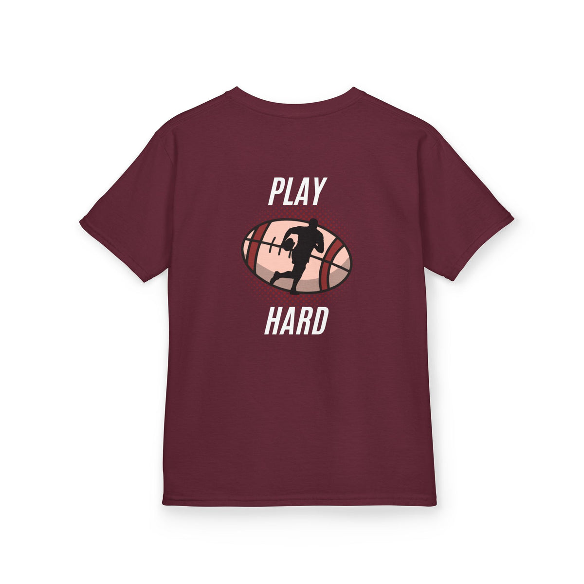 Kids Tee — 'Play Hard' Football Graphic Shirt