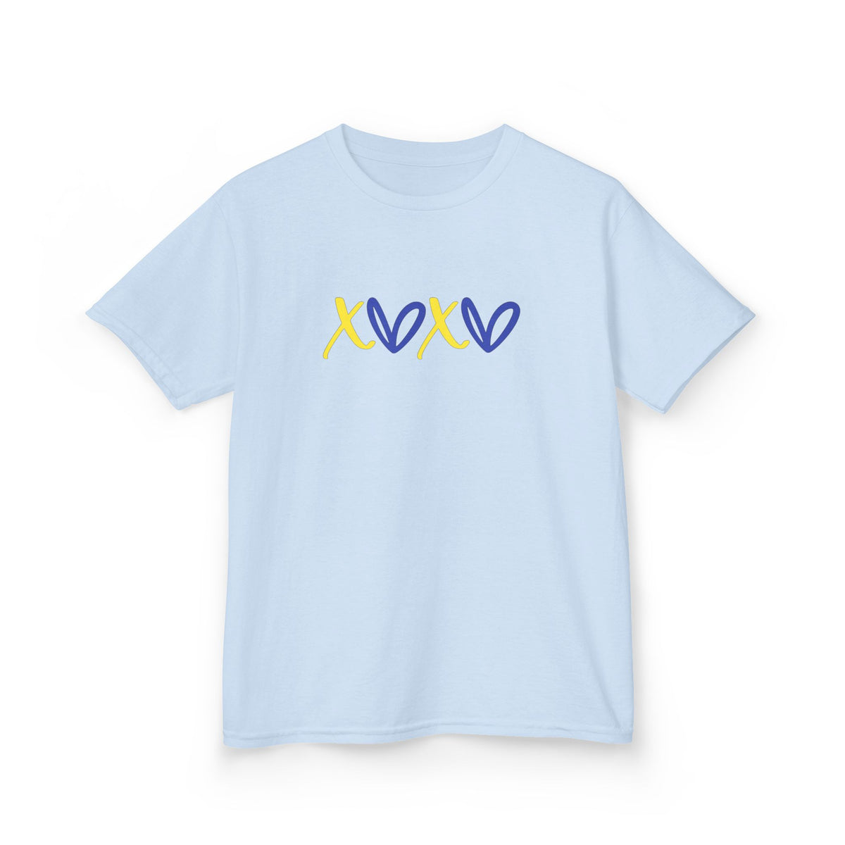 Kids Tee — Blue & Yellow DNA Hearts Design Down Syndrome Awareness,  DS