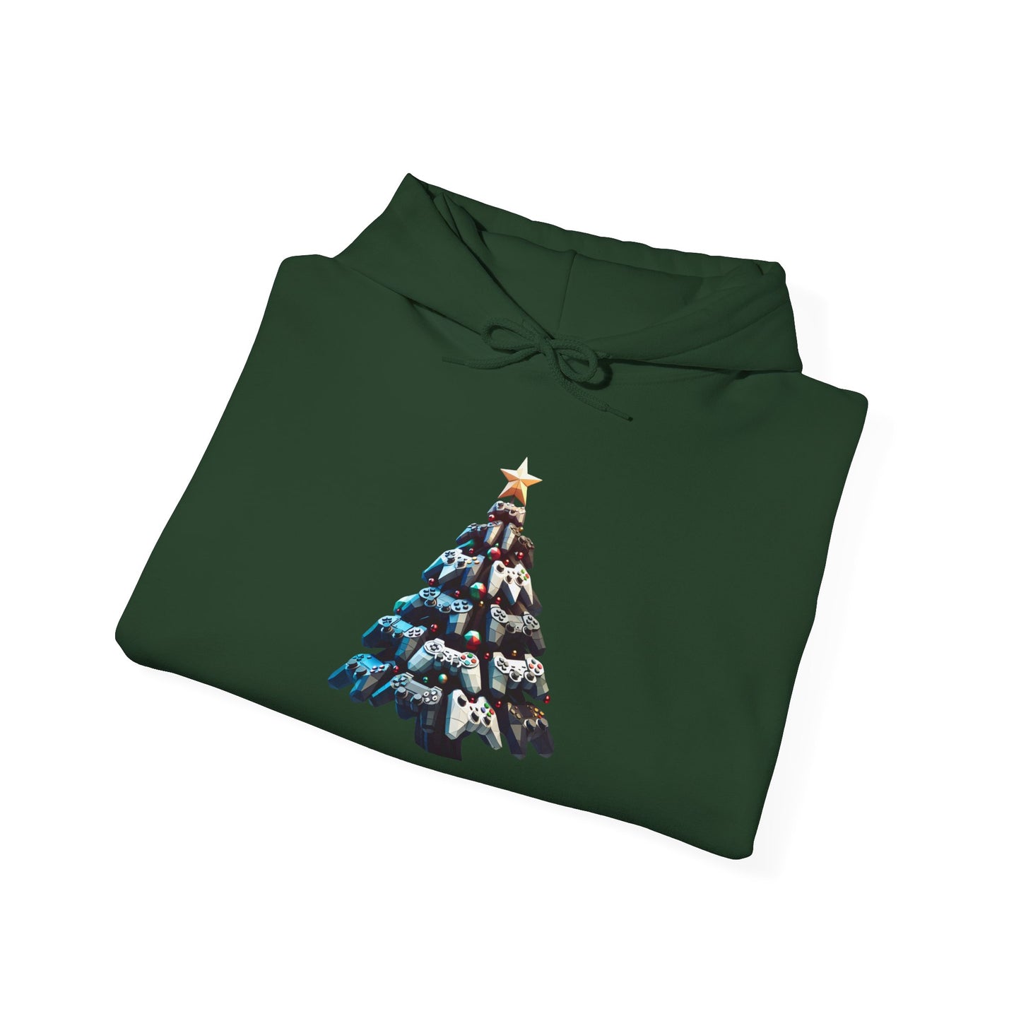Video Game Console Christmas Tree Hoodie - Gamer Gift Sweatshirt, Holiday Gaming Apparel, Unisex Hooded Jumper, Geeky Christmas Present,