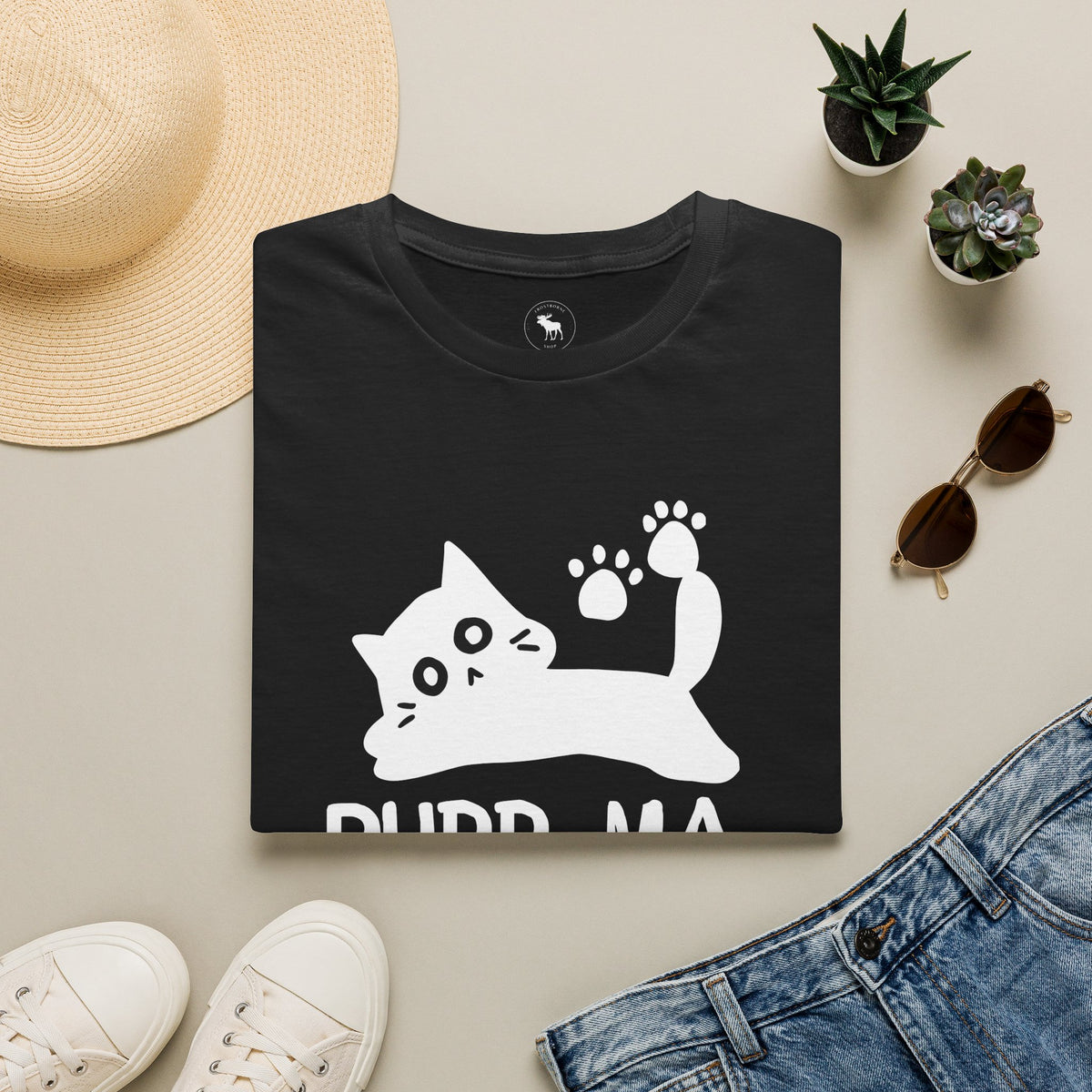 Purr-ma Cat T-Shirt — Cute Paw Print Kitty Tee for Cat Lover grandma