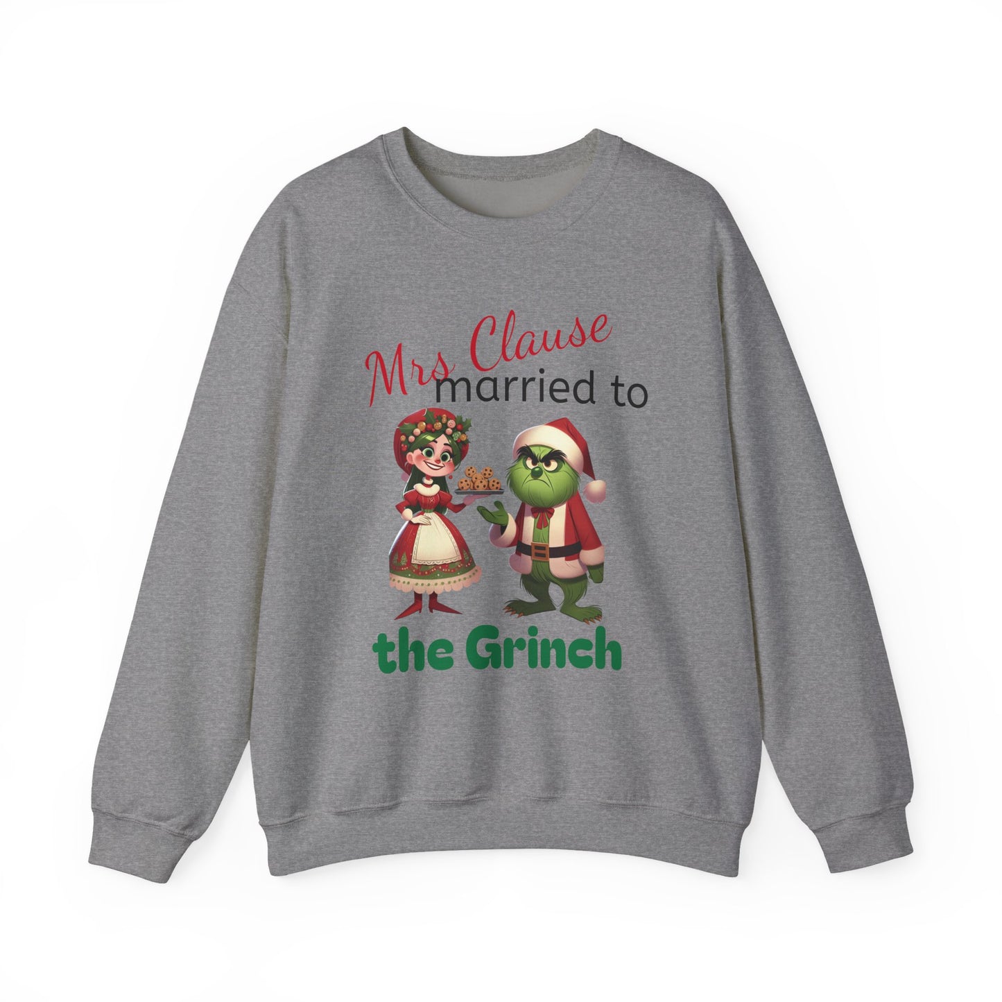Funny Mrs Clause Married to the Grinch Sweatshirt, Christmas Couples Jumper, Holiday Pullover, Xmas Apparel, Winter Top