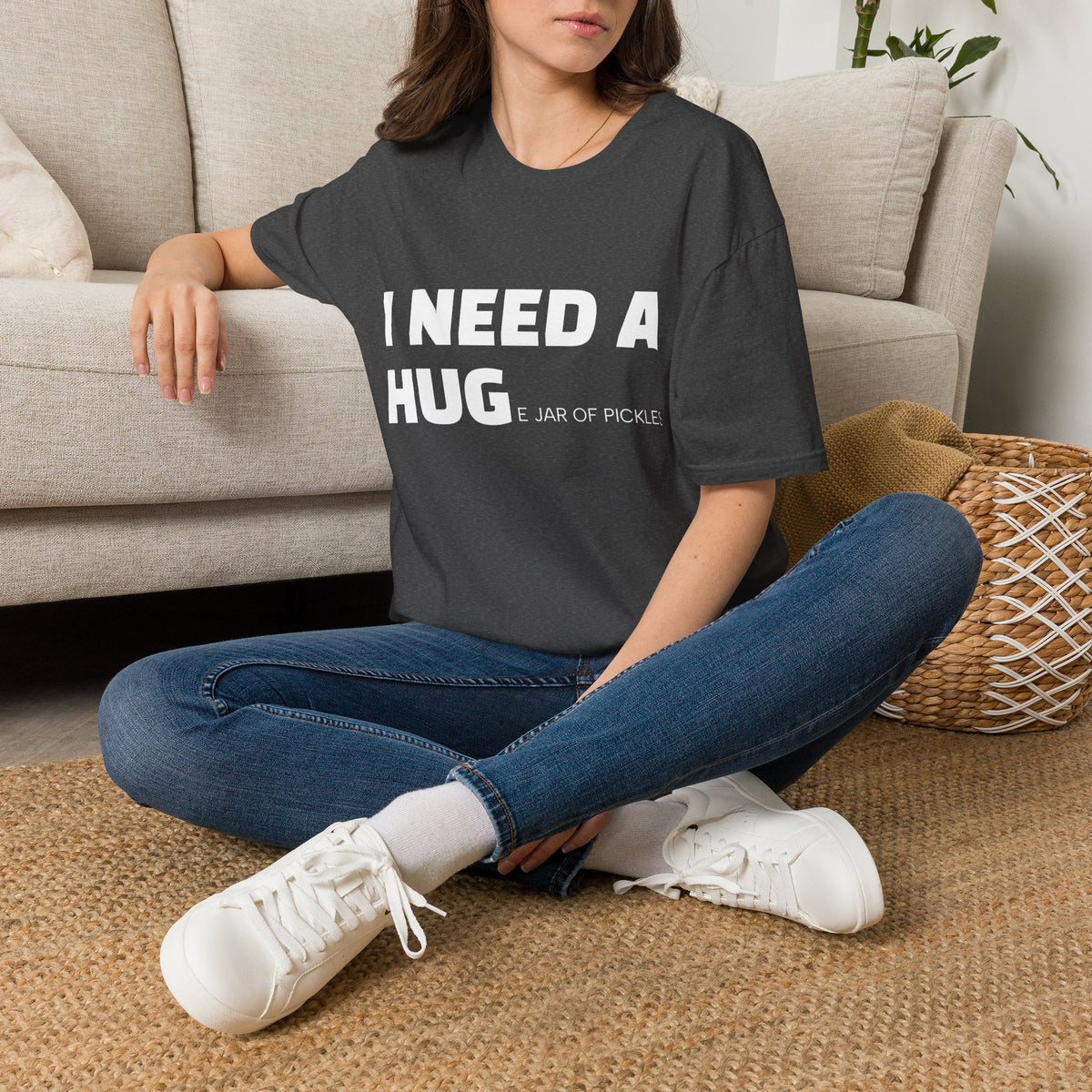 I Need A Hug T-Shirt — Funny "I Need a Hug (or a Jar of Pickles)" Graphic Tee
