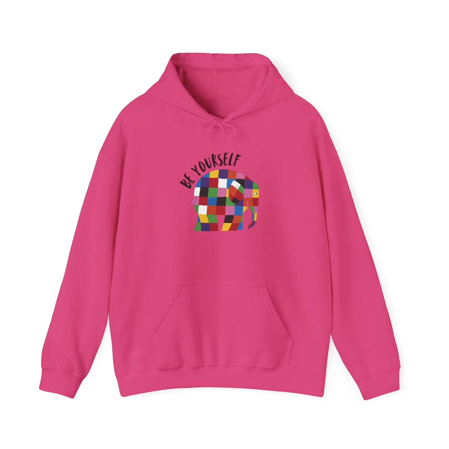 Patchwork Elephant Unisex Hoodie, Elmer the Elephant Sweatshirt, Be Yourself Hooded Jumper, Gender Neutral Hoodie, Colorful Cartoon Sweater